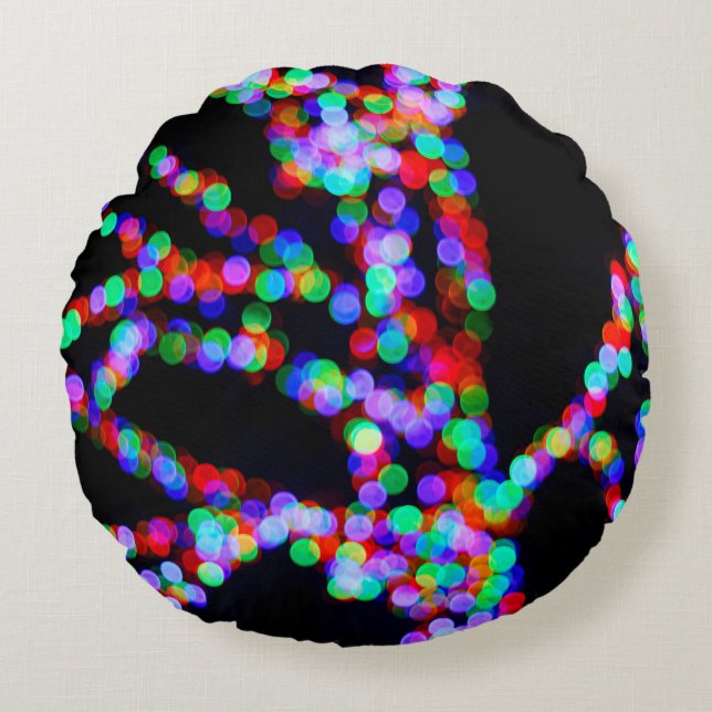 Bokeh lights round cushion (Front)