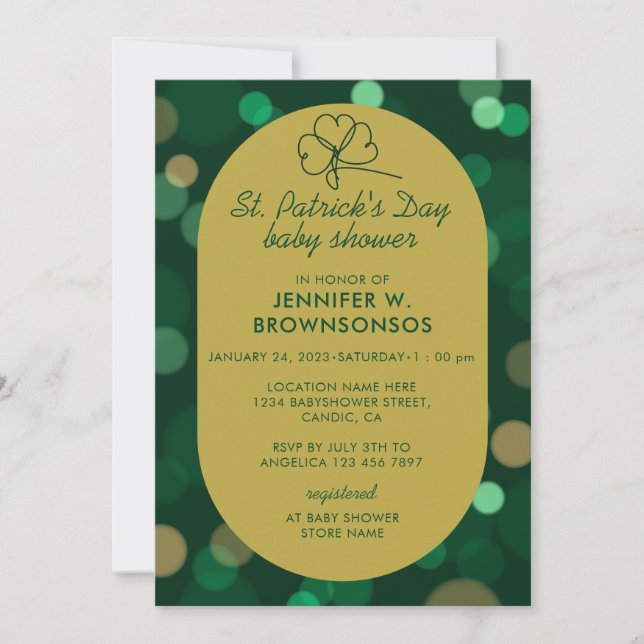 Bokeh Lucky St Patricks Day Celebration Invitation (Front)
