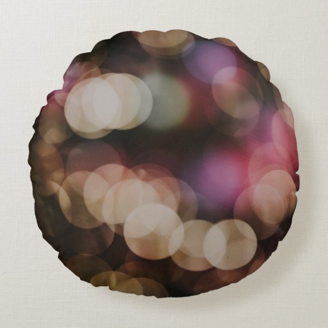Bokeh photography of lights round cushion (Front)