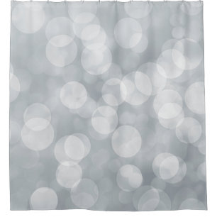 Bokeh silver gray overlay shower curtain