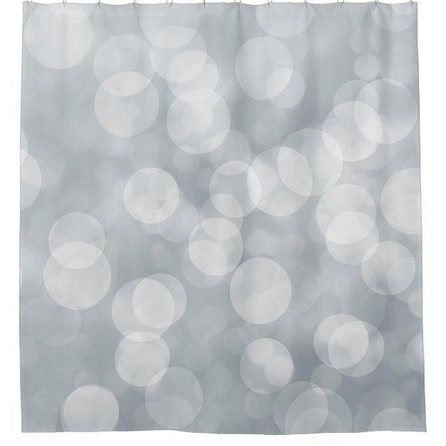 Bokeh silver gray overlay shower curtain (Front)