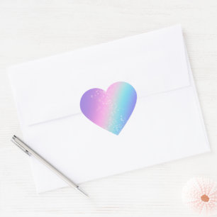 Bokeh Stars Blank Template, DIY Text Art Logo Heart Sticker