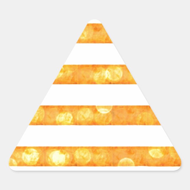 Bokeh Stripes Orange And White Triangle Sticker (Front)