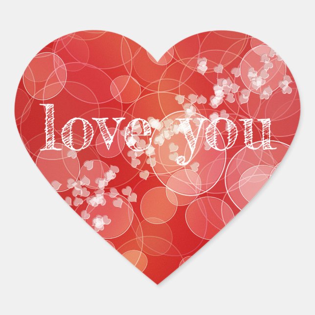 Bokeh style red gradient texture heart sticker (Front)
