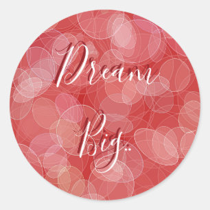 Bokeh style red gradient texture. text. classic round sticker