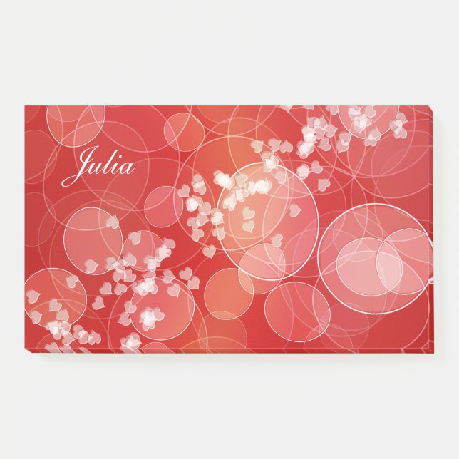 Bokeh style red gradient texture. text. post-it notes (Front)