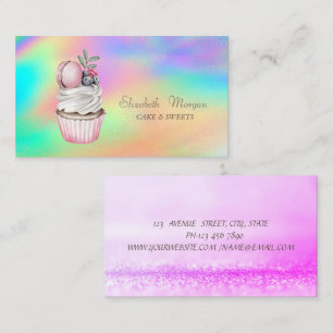 Bokeh Watercolor Macaroons Colourful Holographic Business Card