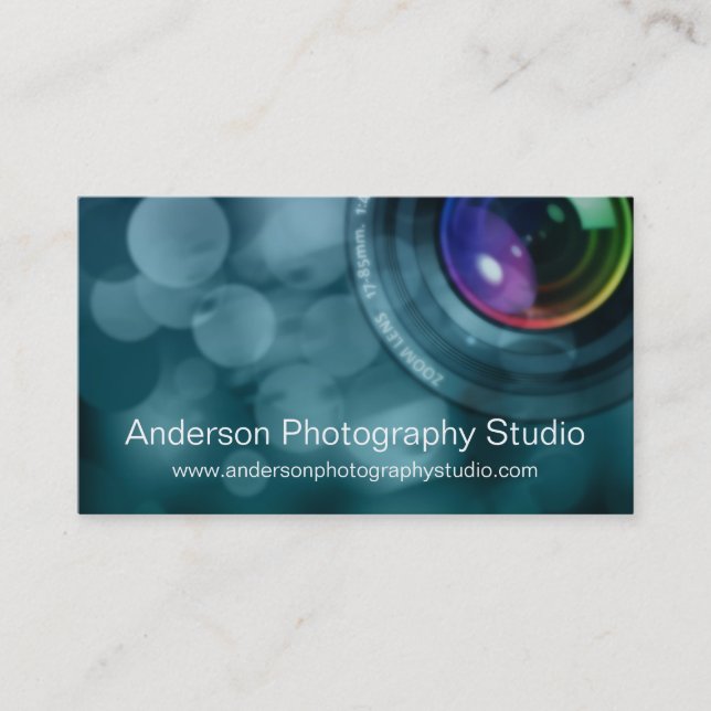 Bokeh & Zoom Lens Photographer Business Card D6 (Front)