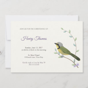 Bokmakierie Bird Christening Invitation