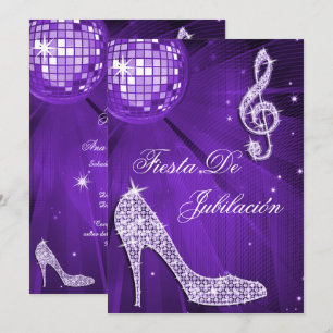 Bola de discoteca, tacones brillantes Jubilación Invitation