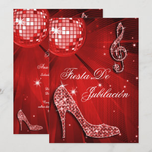 Bola de discoteca, tacones brillantes Jubilación Invitation