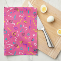 Bold 1980s Memphis Style Shapes on Pink Pattern