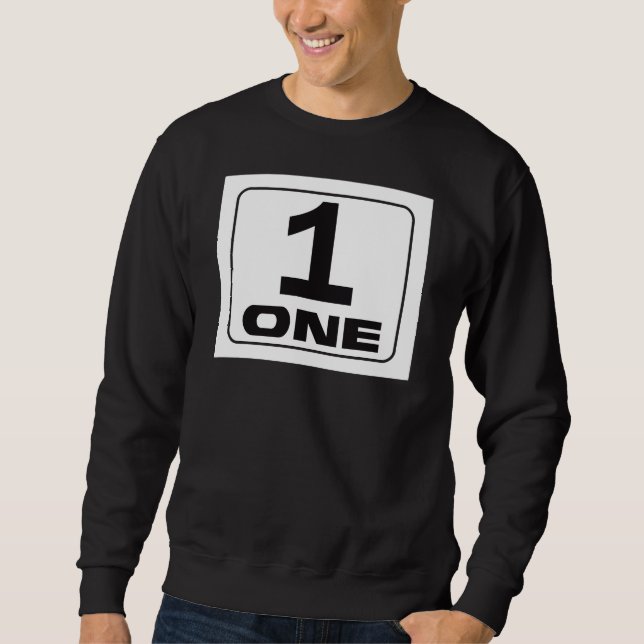 Bold #1 "One" Graphic Design with Rounded Frame Sweatshirt (Front)