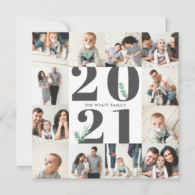 Bold 2018 New Year Seamless 12 Photo Card (Front)