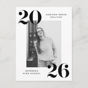 Bold 2022 Black Lettering Photo Graduation Party Invitation Postcard
