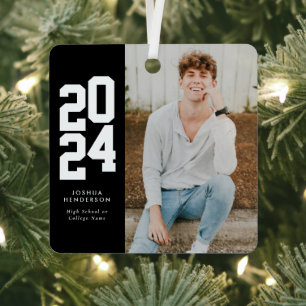 Bold 2023 Black White Photo Graduate Metal Tree Decoration