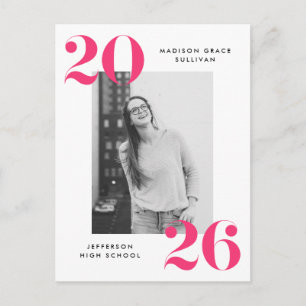 Bold 2023 Pink Lettering Photo Graduation Party Invitation Postcard