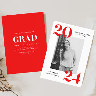 Bold 2023 Red Lettering Photo Graduation Party Invitation