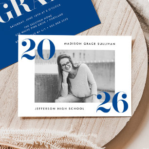 Bold 2024 Blue Photo Graduation Party Invitation