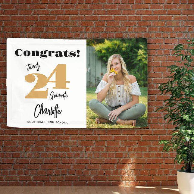 Bold 2024 Gold Congrats Graduate Photo Banner (Creator Uploaded)