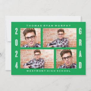 BOLD 2024 GRAD PHOTO COLLAGE GRADUATION INVITATION