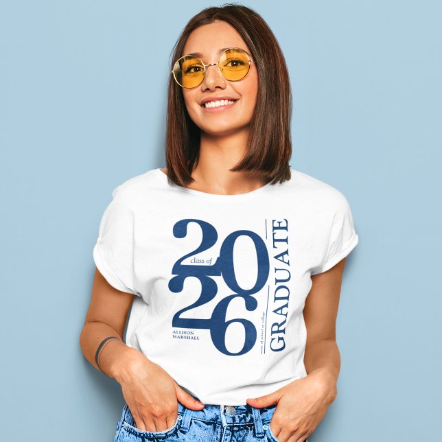Bold 2025 Graduate Trendy Navy Graduation T-Shirt (Creator Uploaded)