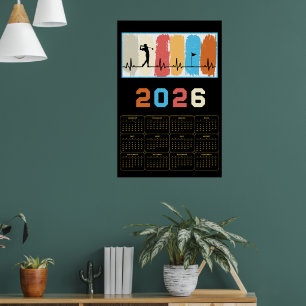 Bold 2026 Golf Calendar  Poster