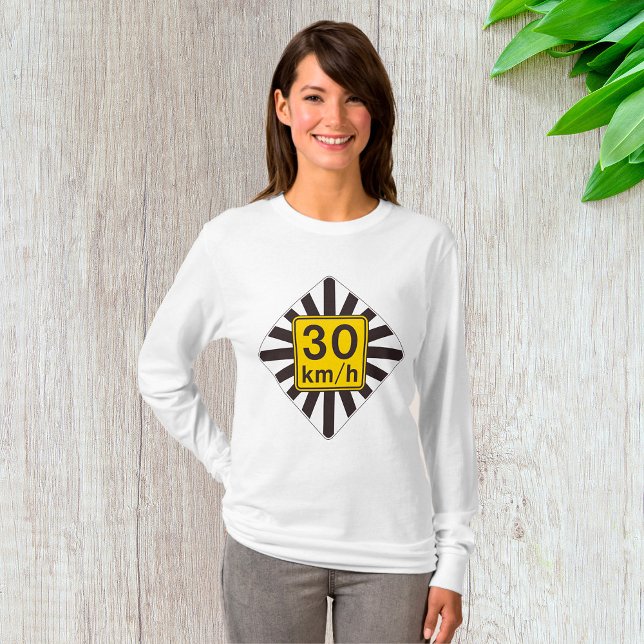 Bold 30 kmh Speed Limit Sunburst Traffic Sign T-Shirt (Creator Uploaded)