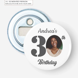 Bold 30th Birthday Party Photo Favour Bottle Opener