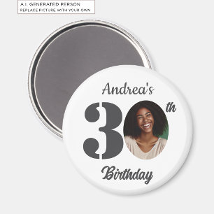Bold 30th Birthday Party Photo Favour Magnet