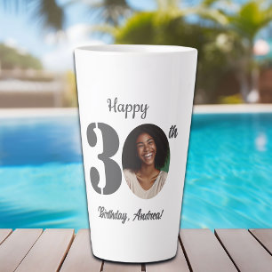 Bold 30th Birthday Photo Latte Mug