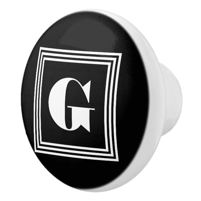 Bold 3 Frame Monogram | Black & White Ceramic Knob (Right)