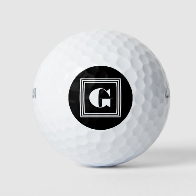 Bold 3 Frame Monogram | Black & White Golf Balls (Front)
