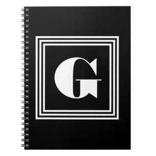 Bold 3 Frame Monogram Black & White Notebook