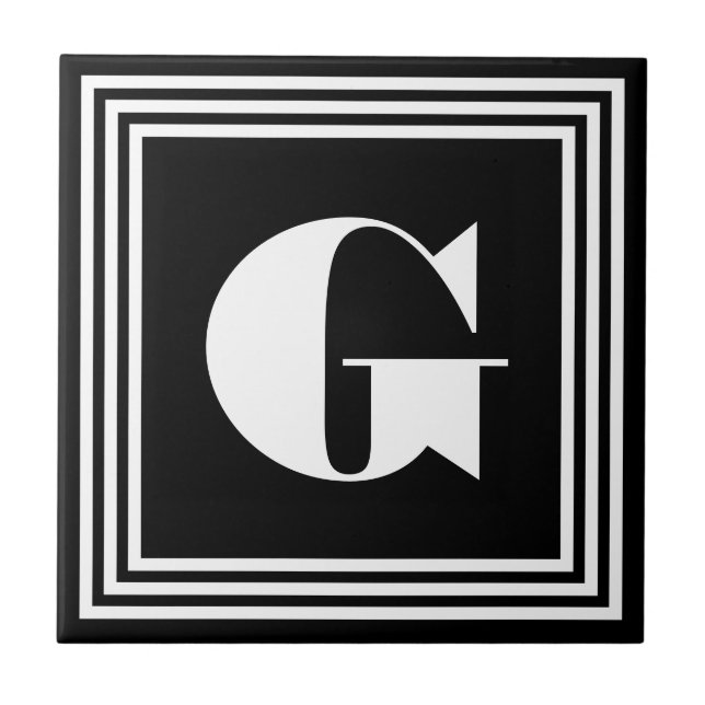 Bold 3 Frame Monogram | Black & White Tile (Front)