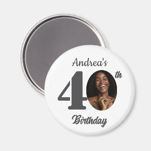 Bold 40th Birthday Party Photo Favor Magnet