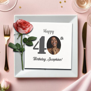 Bold 40th Birthday Party Photo Napkin