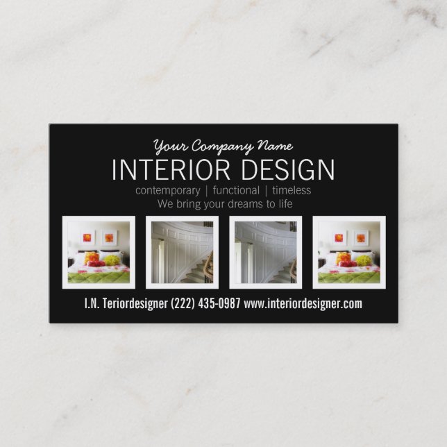 Bold 4 Photo Interior Designer Business Card (Front)