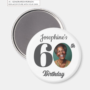 Bold 60th Birthday Party Photo Favour Magnet