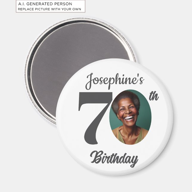 Bold 70th Birthday Party Photo Favour Magnet (Creator Uploaded)