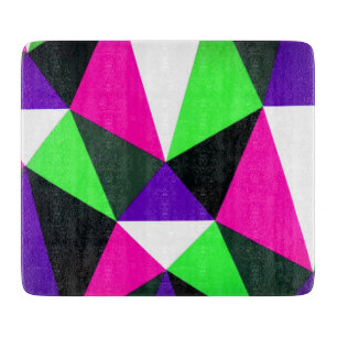 Bold 80s Colour Block Neon Green Pink Purple Cutting Board