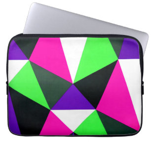 Bold 80s Colour Block Neon Green Pink Purple Laptop Sleeve