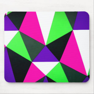 Bold 80s Colour Block Neon Green Pink Purple Mouse Pad