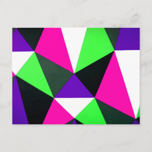 Bold 80s Colour Block Neon Green Pink Purple Postcard