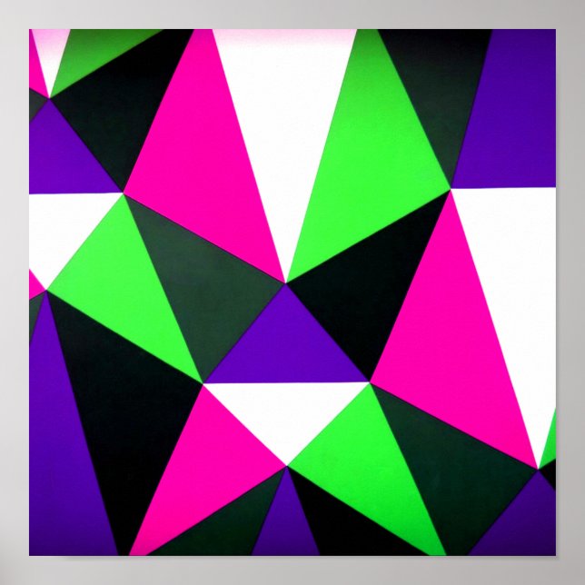 Bold 80s Colour Block Neon Green Pink Purple Poster (Front)