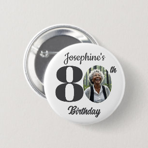 Bold 80th Birthday Party Photo Favor 6 Cm Round Badge
