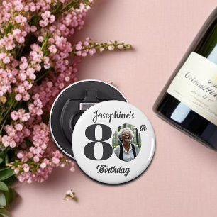 Bold 80th Birthday Party Photo Favor Bottle Opener