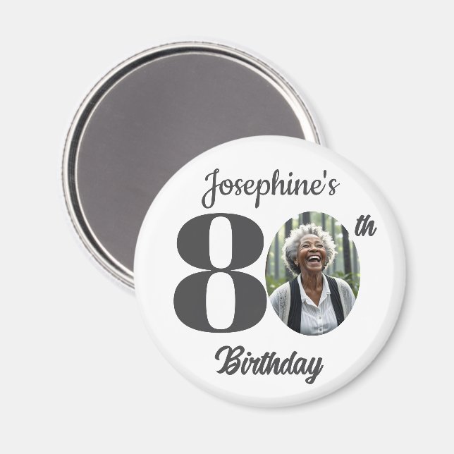 Bold 80th Birthday Party Photo Favor Magnet (Front/Back)