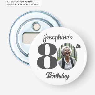 Bold 80th Birthday Party Photo Favour Bottle Opener