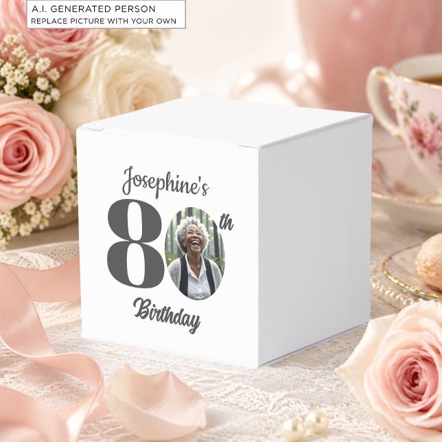 Bold 80th Birthday Party Photo  Favour Box (Creator Uploaded)